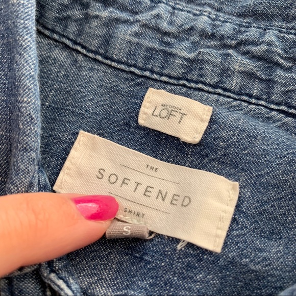 LOFT Blue Softened Button Down Blouse - Picture 3 of 5